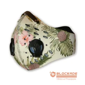 Blockade Face Masks Hawaiian Hibiscus Pineapple Neoprene Mask with Filter
