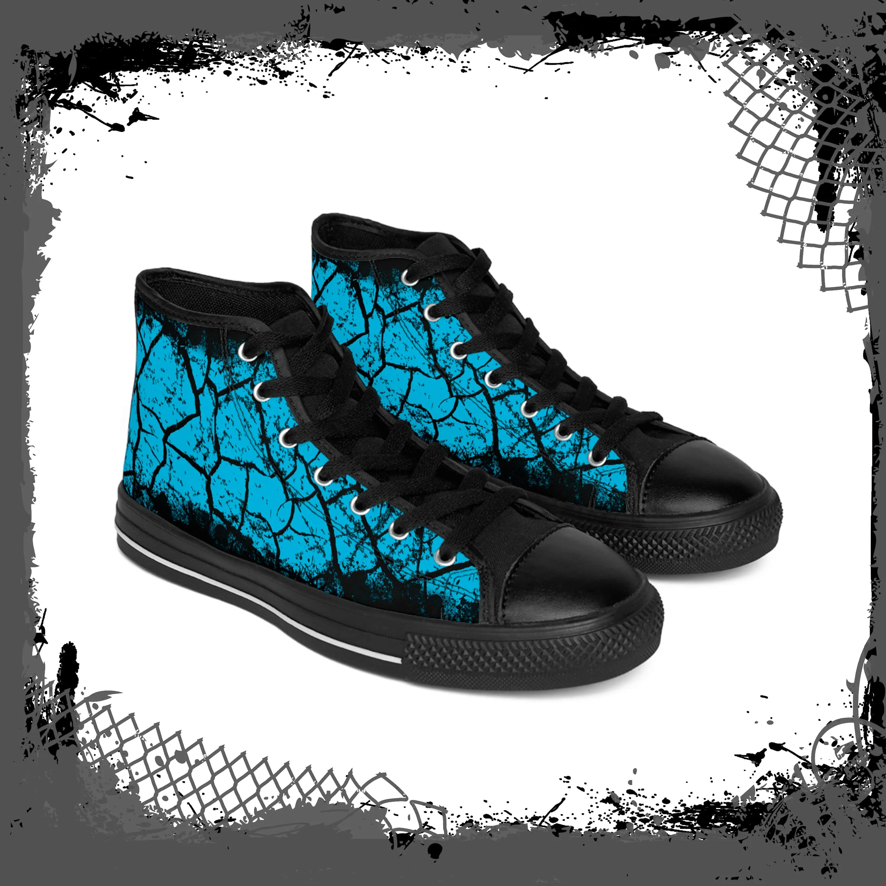 BLU/BLK Men's "Cracked" High Tops