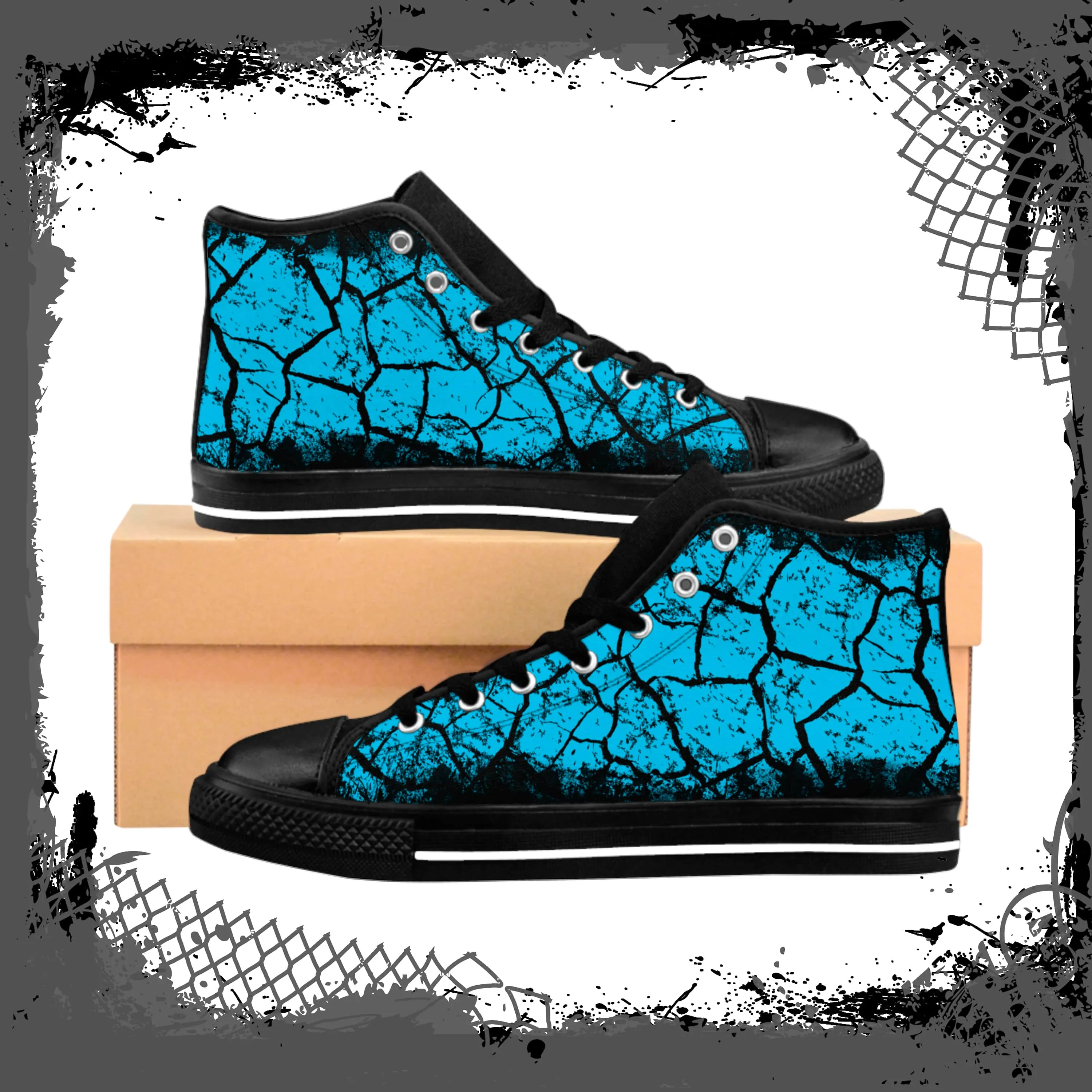 BLU/BLK Men's "Cracked" High Tops
