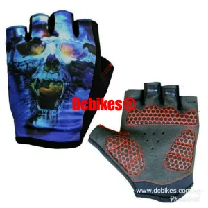 Blue Skeleton Half Finger Protective Gloves