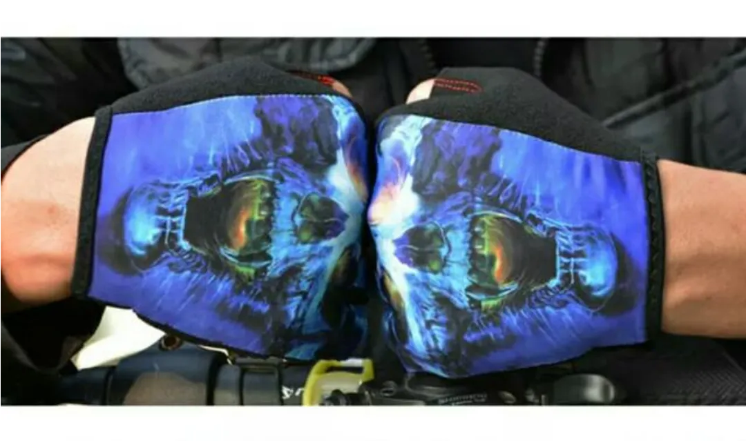Blue Skeleton Half Finger Protective Gloves