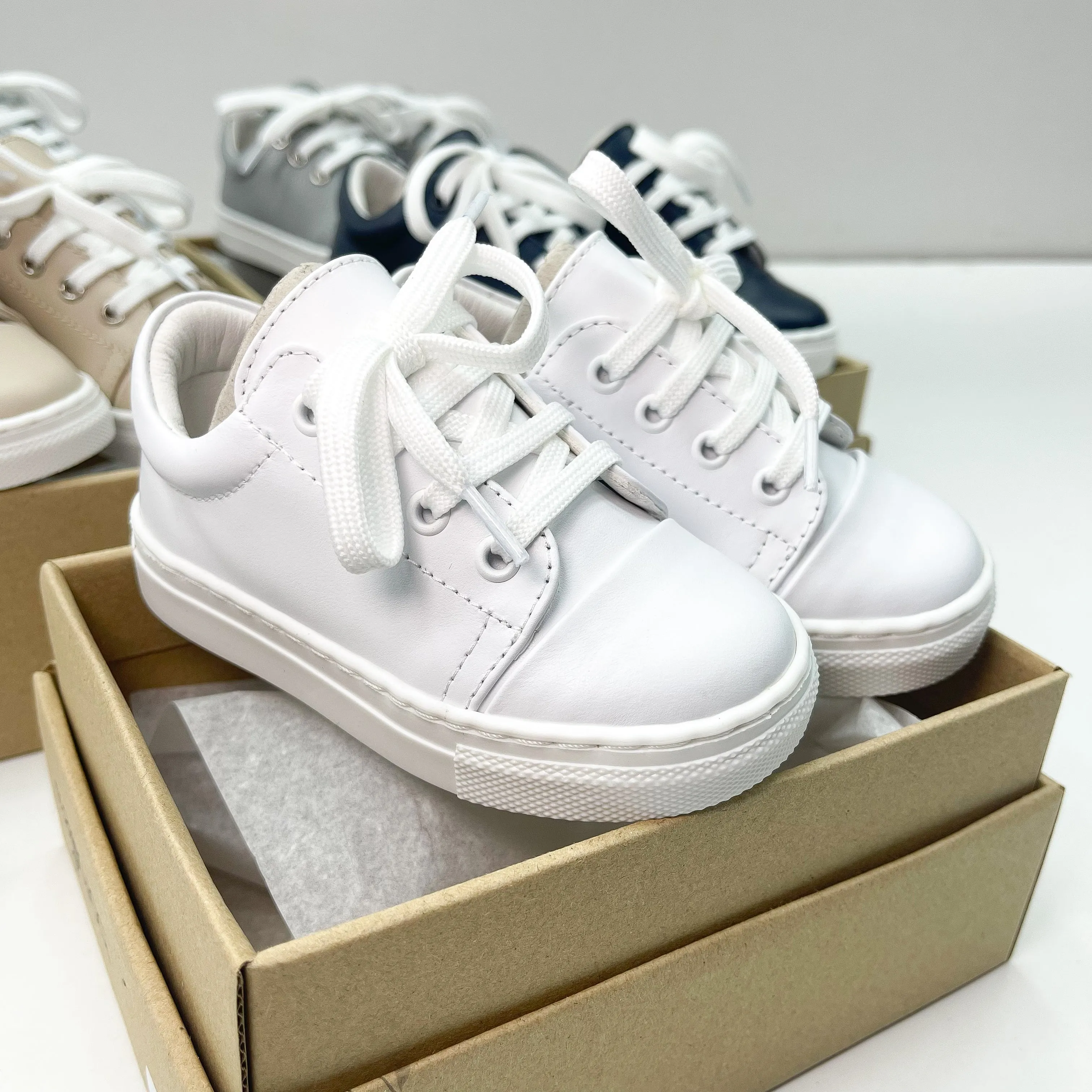 Borboleta Boys Santiago White Leather Shoes 4
