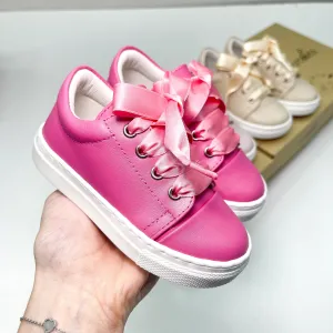Borboleta Girls Santiago Fuchsia Leather Shoes 9