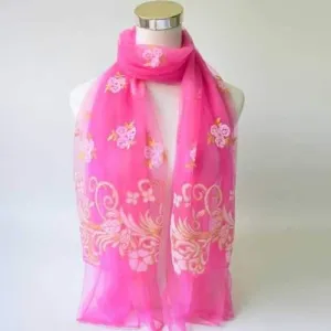 Breathable Glitter Powder Floral Pattern Lace Scarf - Tutti Frutti