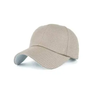 Breathable PU Leather Small Holes Design Baseball Hat - Beige
