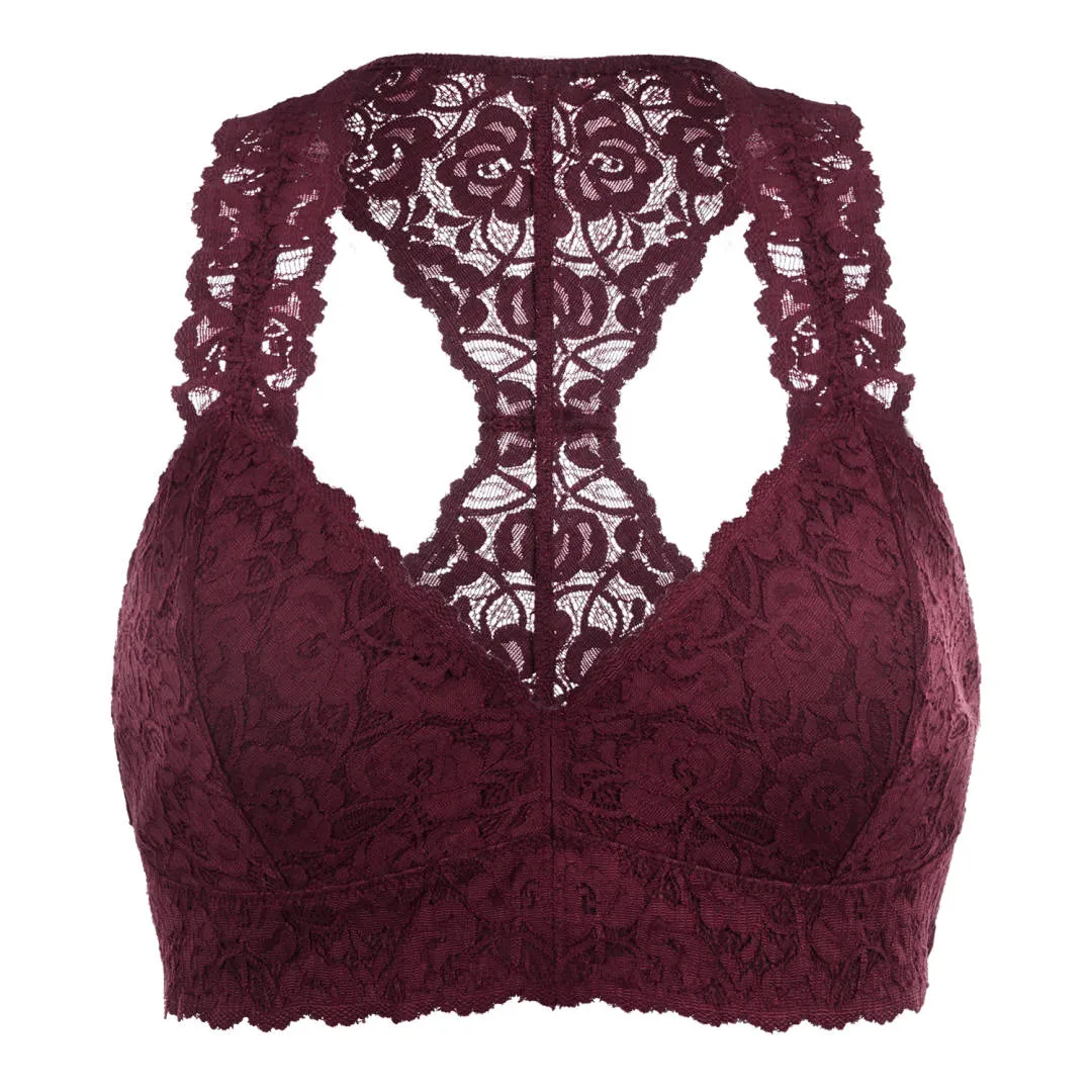 Breathable Racerback Padded Lace Bralette