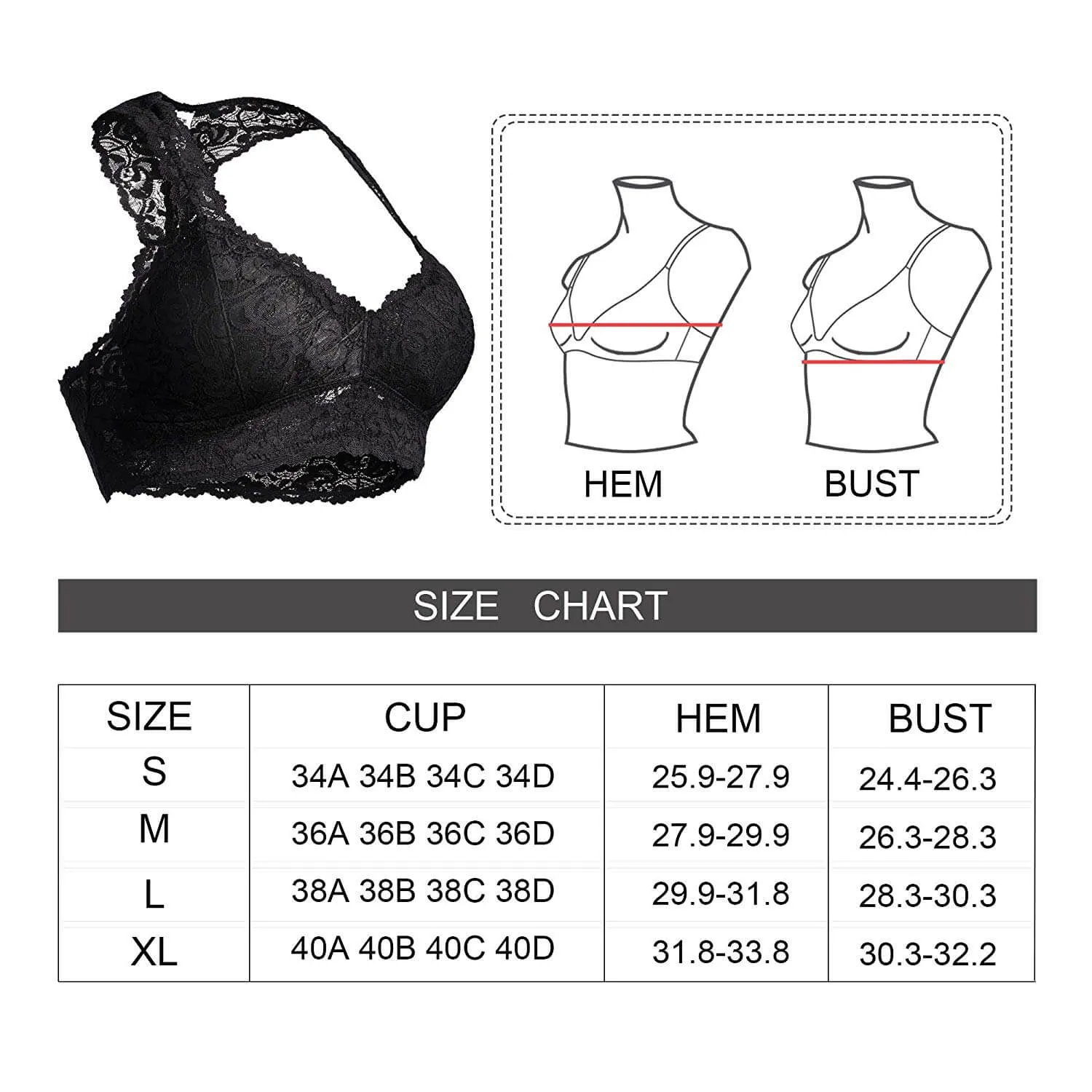 Breathable Racerback Padded Lace Bralette