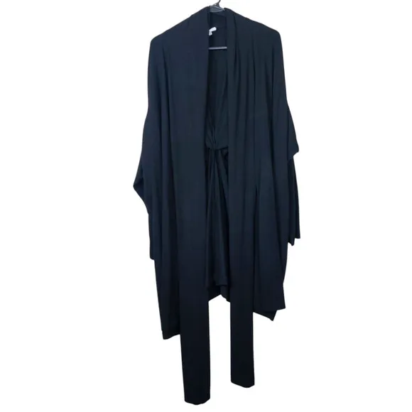 Bryn Walker Cavendish Draped Duster Cardigan Large Black Bamboo Organic Cotton