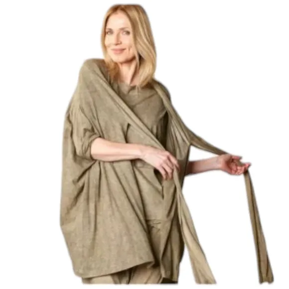 Bryn Walker Cavendish Draped Duster Cardigan Large Black Bamboo Organic Cotton
