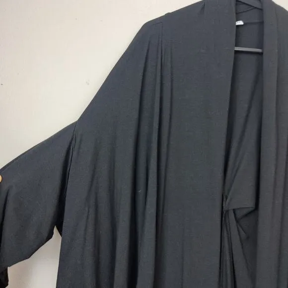 Bryn Walker Cavendish Draped Duster Cardigan Large Black Bamboo Organic Cotton