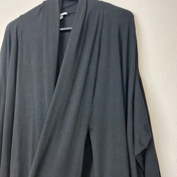 Bryn Walker Cavendish Draped Duster Cardigan Large Black Bamboo Organic Cotton