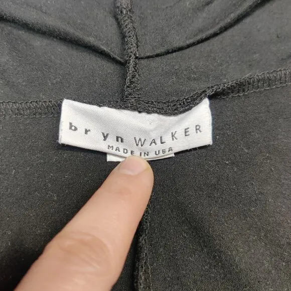 Bryn Walker Cavendish Draped Duster Cardigan Large Black Bamboo Organic Cotton
