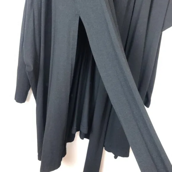 Bryn Walker Cavendish Draped Duster Cardigan Large Black Bamboo Organic Cotton