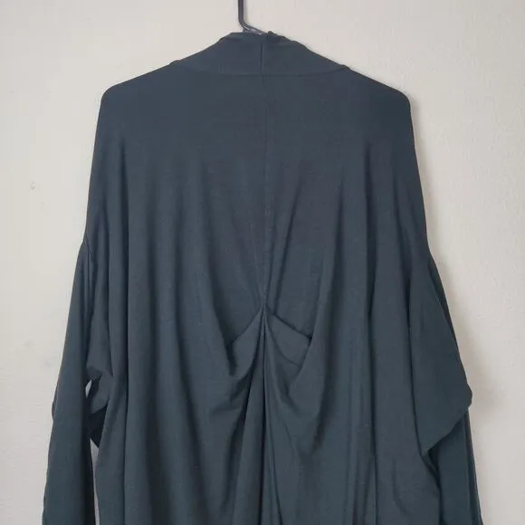 Bryn Walker Cavendish Draped Duster Cardigan Large Black Bamboo Organic Cotton