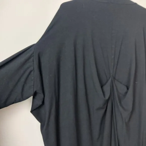 Bryn Walker Cavendish Draped Duster Cardigan Large Black Bamboo Organic Cotton