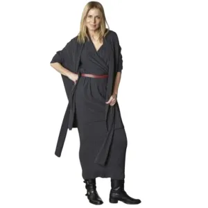 Bryn Walker Cavendish Draped Duster Cardigan Large Black Bamboo Organic Cotton