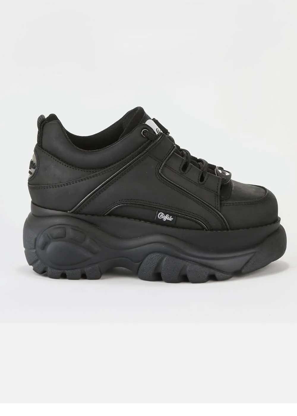 Buffalo London Classic Low Leather Platform Sneakers Black