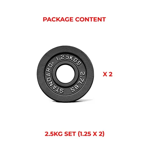 BullrocK Olympic Cast Iron Weight Plates 2-inch Disc for Powerlifting, Home Gym & Commercial Competition Plate of 1.25Kg 2.5Kg 5Kg 10Kg15Kg 20Kg (2.5kg Set (1.25 x 2))
