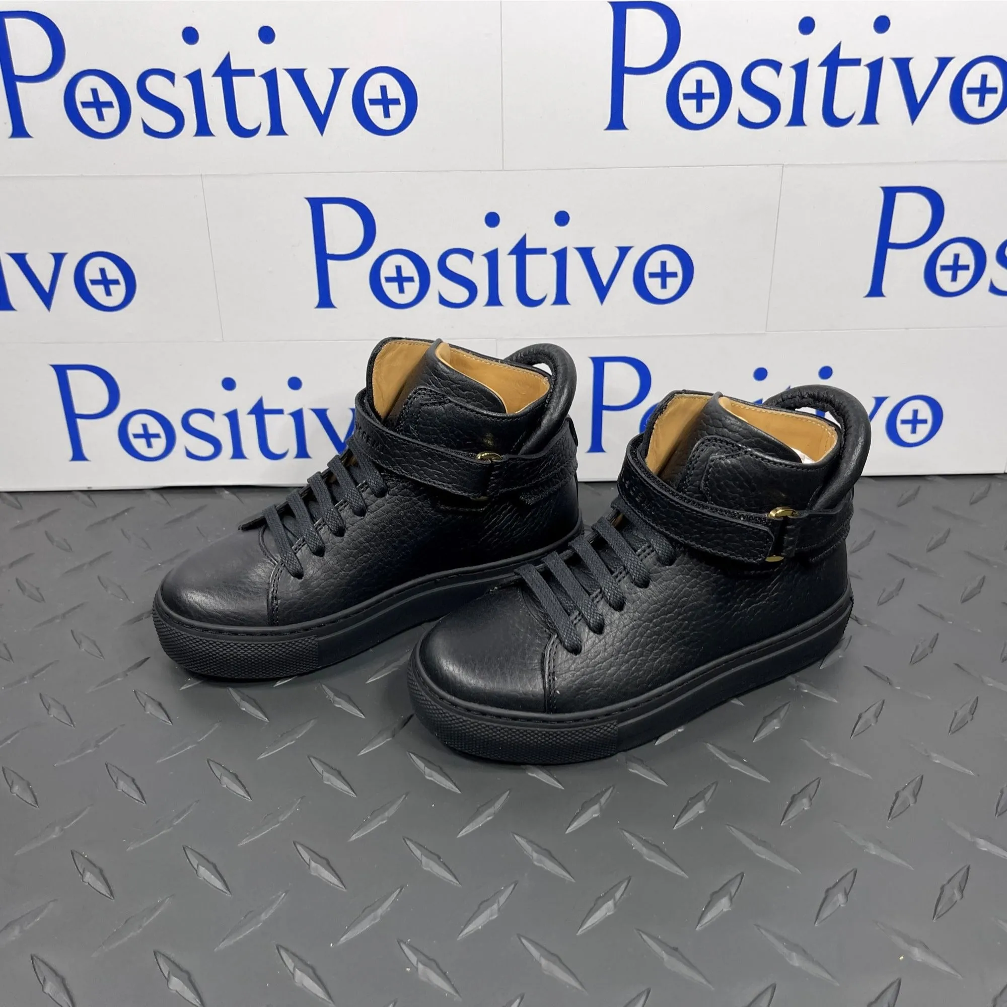Buscemi 100MM Toddler Alce Black Leather Sneakers