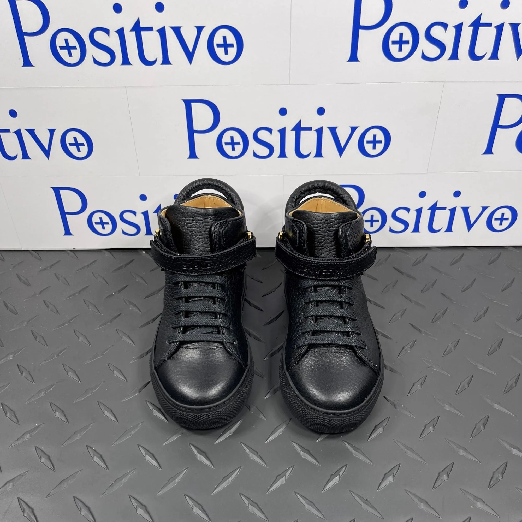 Buscemi 100MM Toddler Alce Black Leather Sneakers