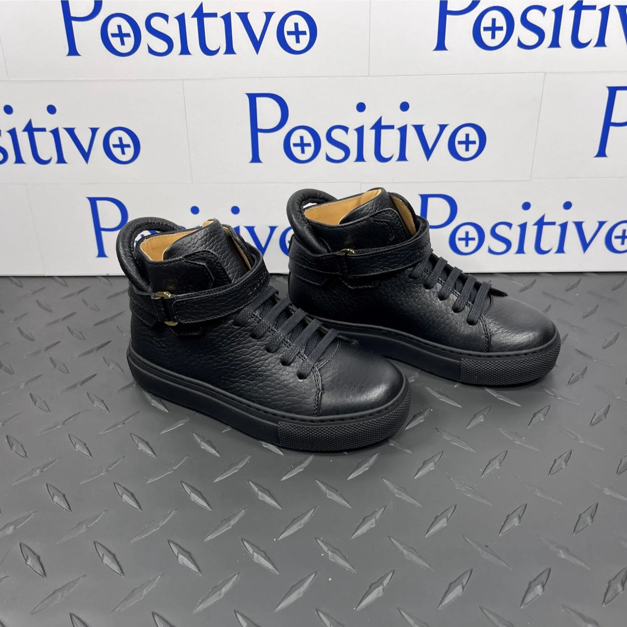 Buscemi 100MM Toddler Alce Black Leather Sneakers