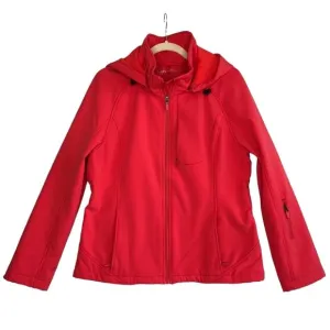 CALVIN KLEIN Hooded Softshell/Fleece Jacket Women M Coral Gorpcore Outdoor Fairy
