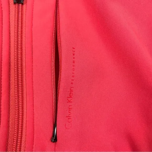 CALVIN KLEIN Hooded Softshell/Fleece Jacket Women M Coral Gorpcore Outdoor Fairy