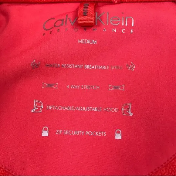 CALVIN KLEIN Hooded Softshell/Fleece Jacket Women M Coral Gorpcore Outdoor Fairy
