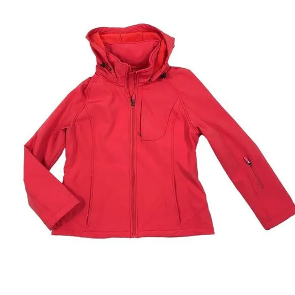 CALVIN KLEIN Hooded Softshell/Fleece Jacket Women M Coral Gorpcore Outdoor Fairy
