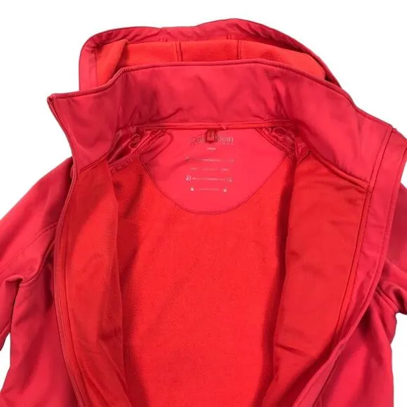 CALVIN KLEIN Hooded Softshell/Fleece Jacket Women M Coral Gorpcore Outdoor Fairy