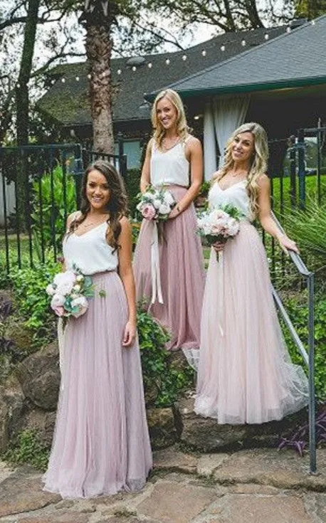 Cheap Simple Tulle Bridesmaid Dress
