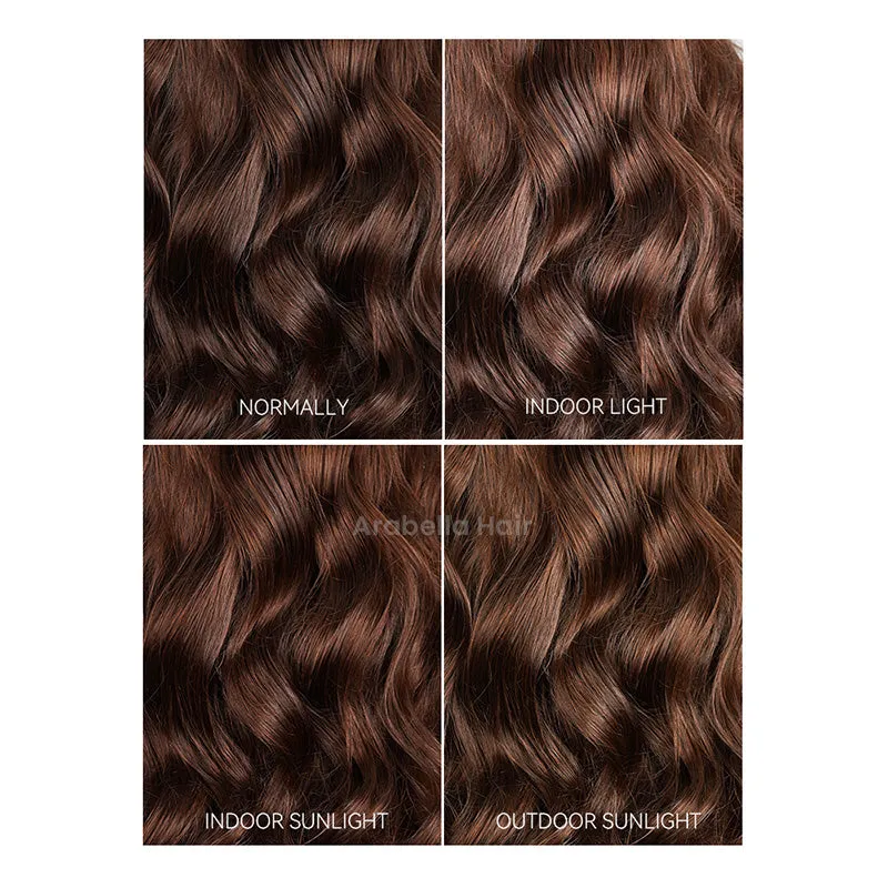 Chestnut Brown Color Water Wave Curly 13x4/6x5 Lace Human Hair Wig Free Parting