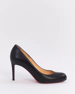 Christian Louboutin Black Leather Round Toe Simple Pump 39.5