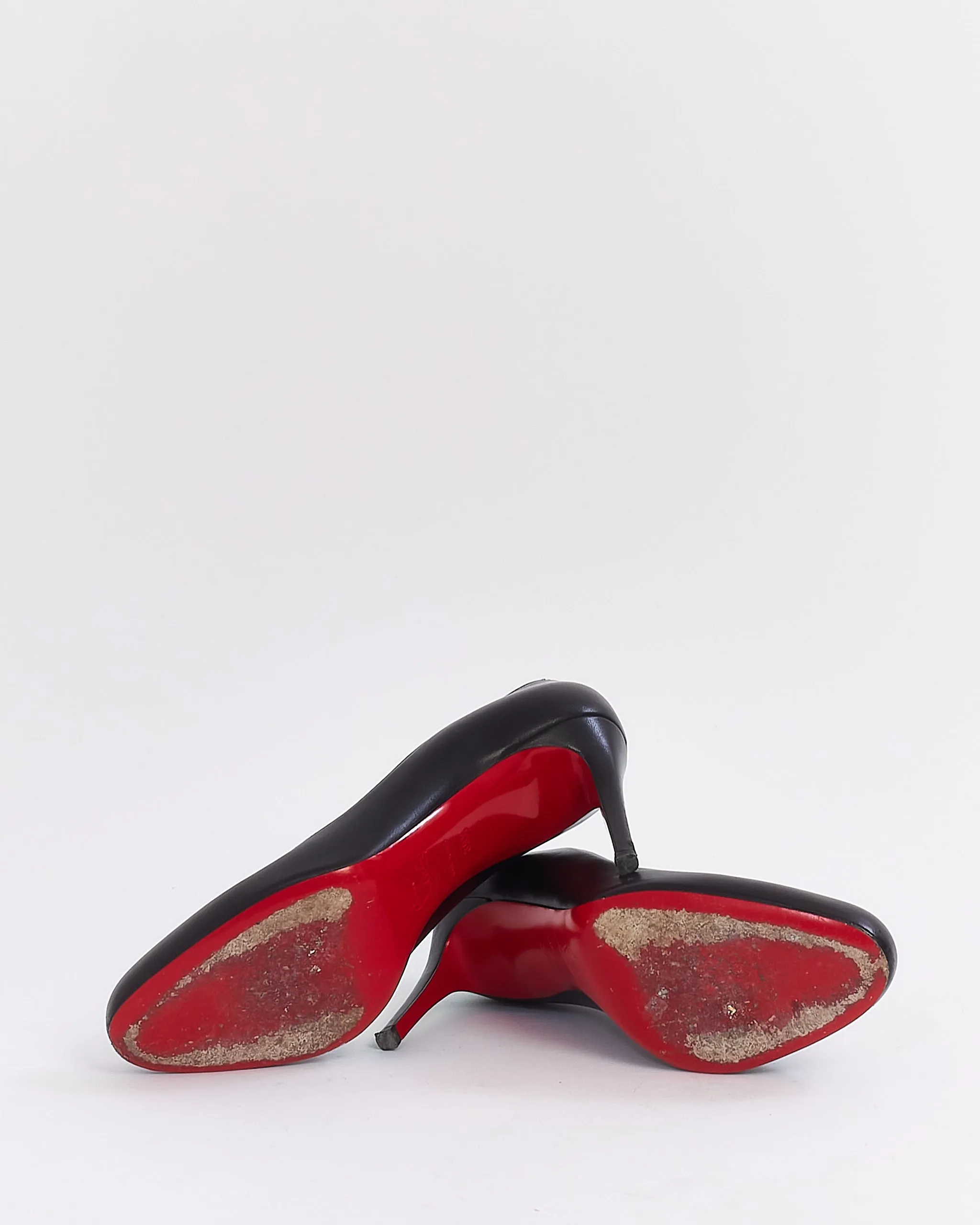 Christian Louboutin Black Leather Round Toe Simple Pump 39.5