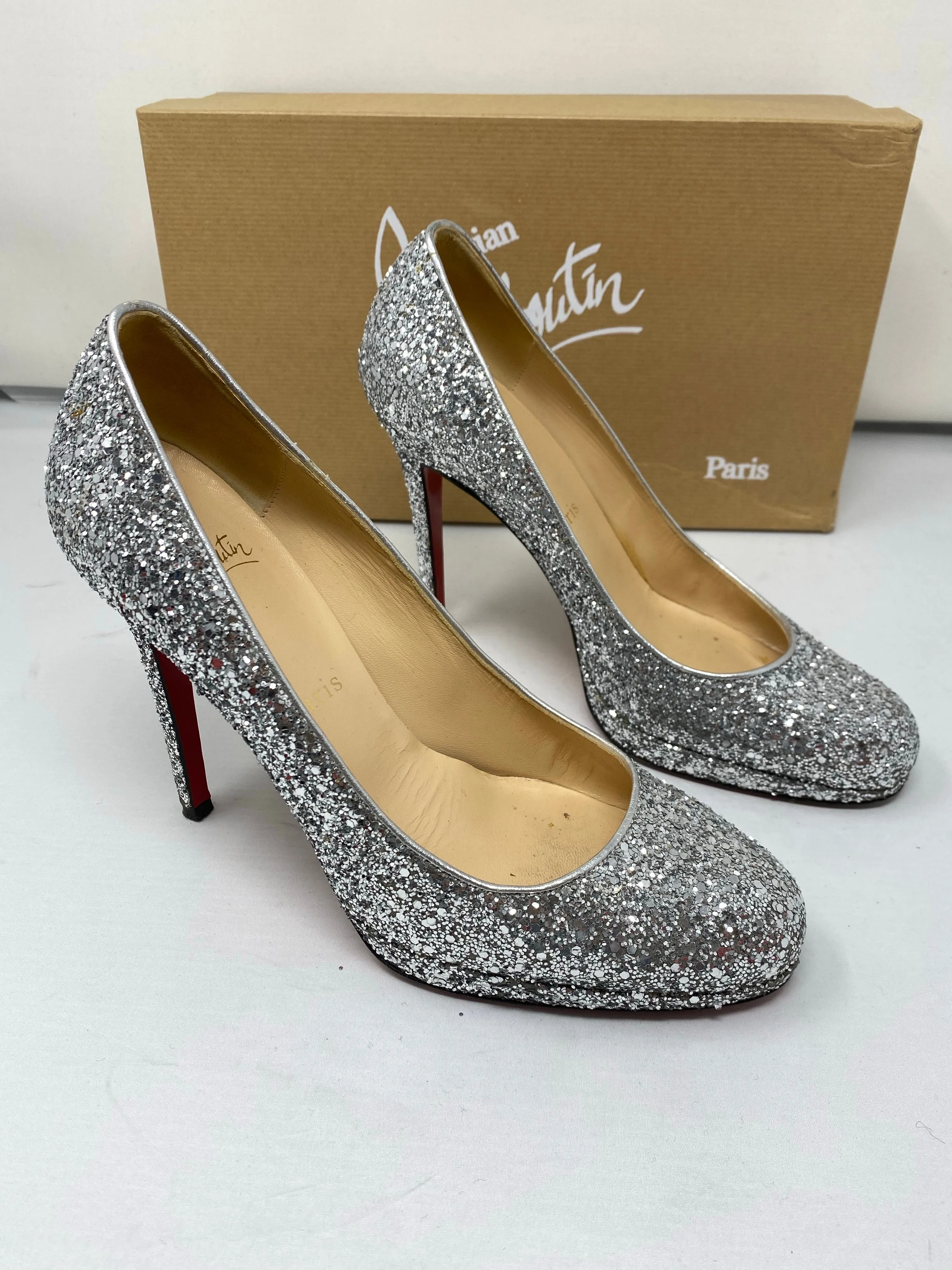 Christian Louboutin Simple Pump 120 Silver Glitter
