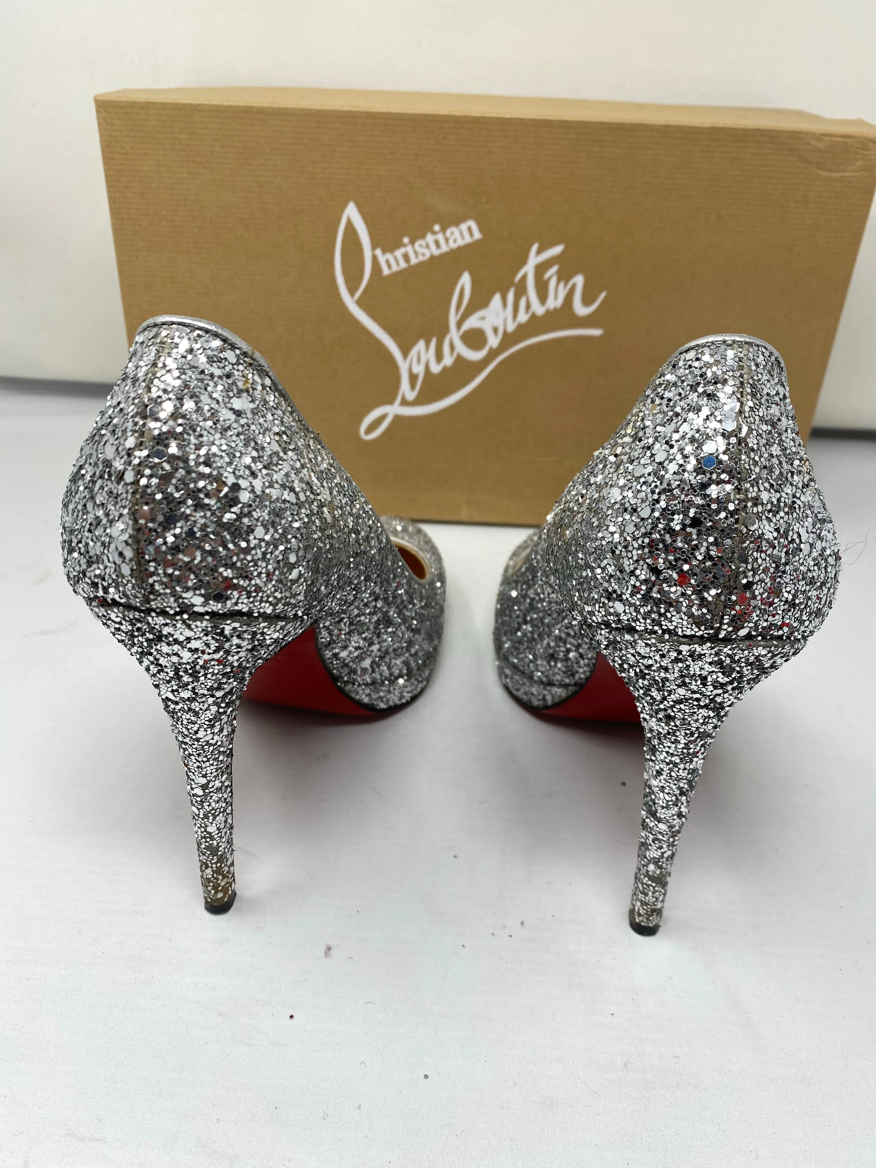 Christian Louboutin Simple Pump 120 Silver Glitter