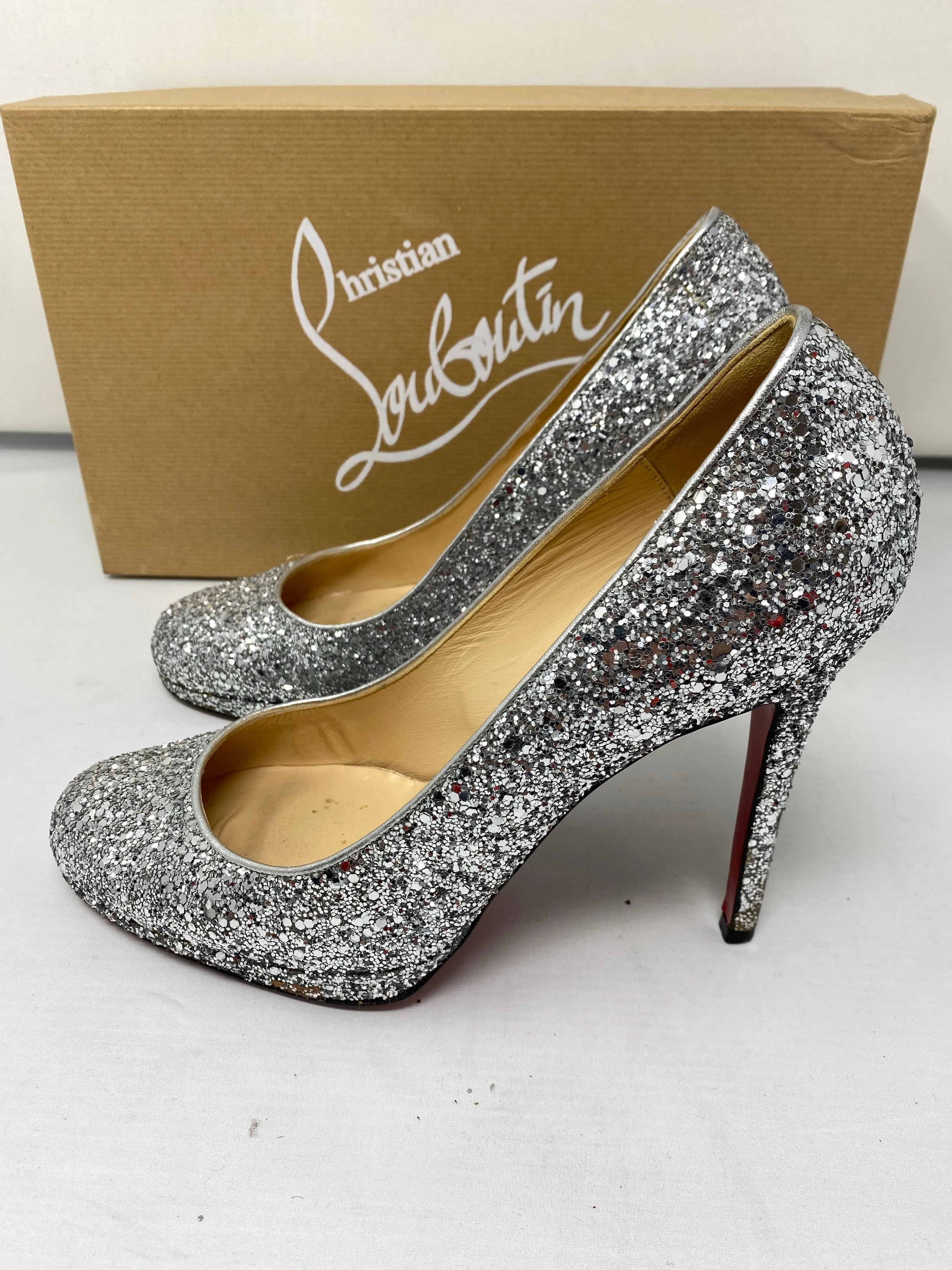 Christian Louboutin Simple Pump 120 Silver Glitter
