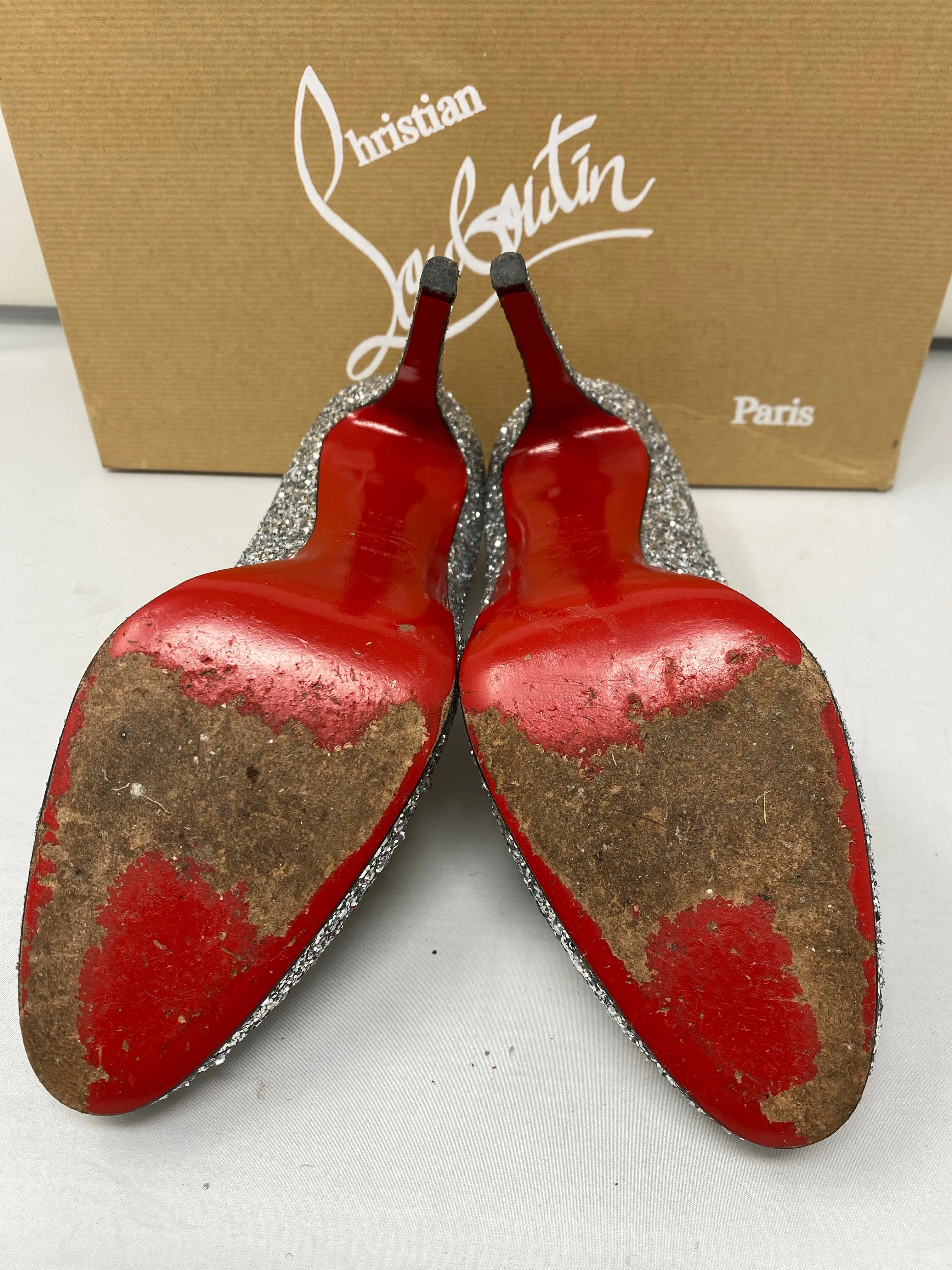 Christian Louboutin Simple Pump 120 Silver Glitter