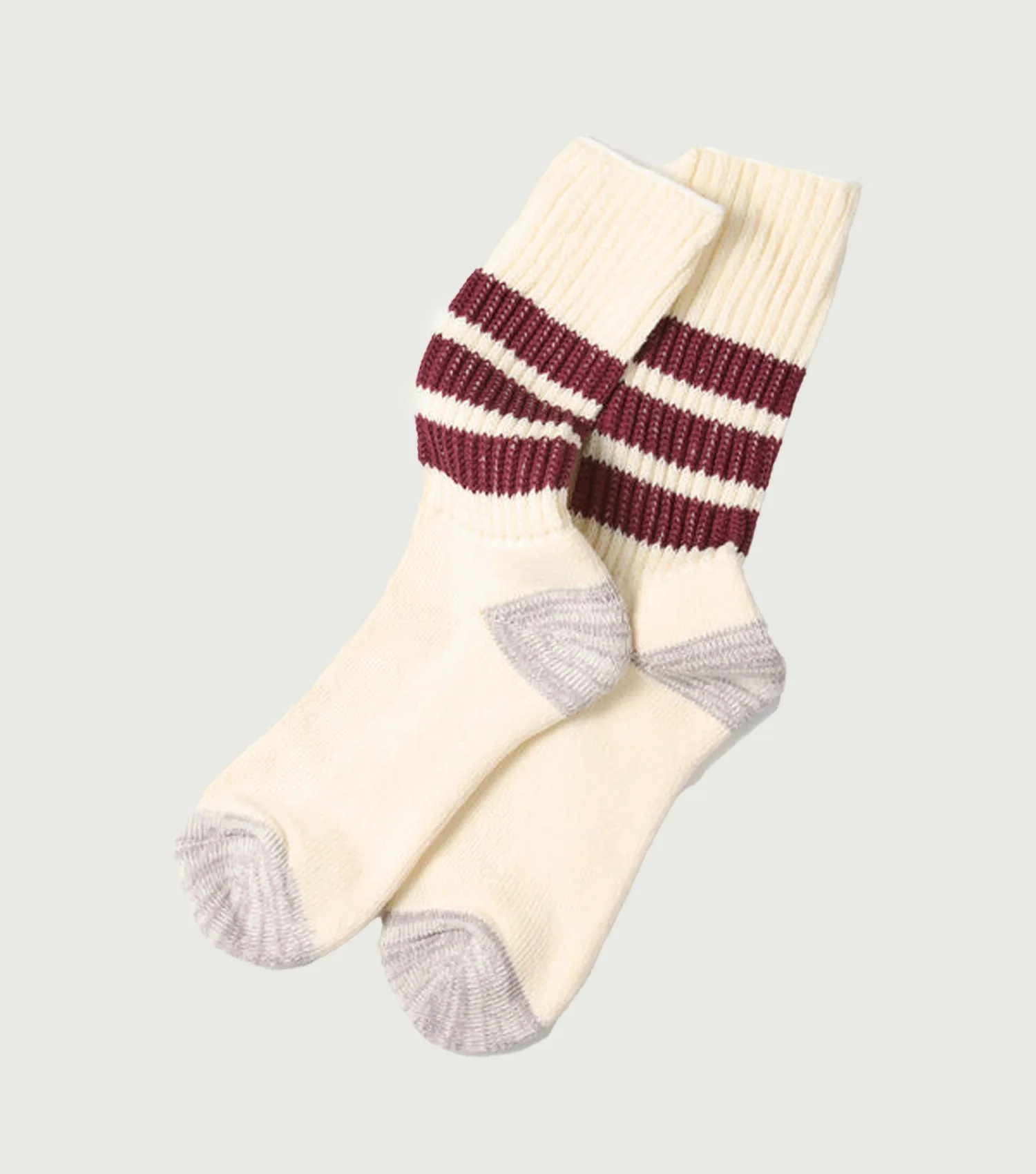 Coarse Ribbed Oldschool Crew Socks Bordeaux