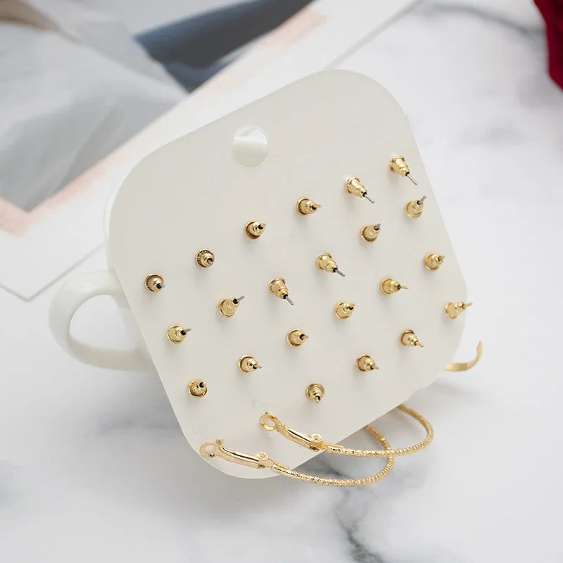 Combo of 18 pair Stud and Hoop Earrings