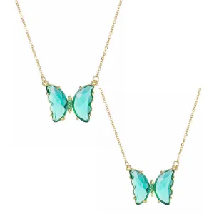 Combo Of 2 Blue Crystal Butterfly Pendant