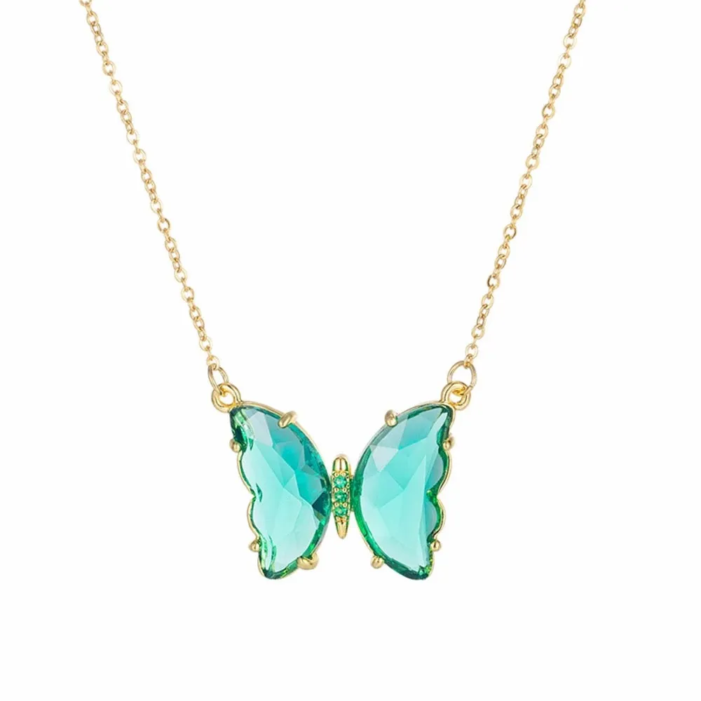 Combo Of 2 Blue Crystal Butterfly Pendant
