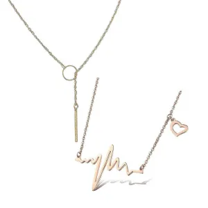 Combo Of 2 Heartbeat Line and Circle Y Shaped Pendant