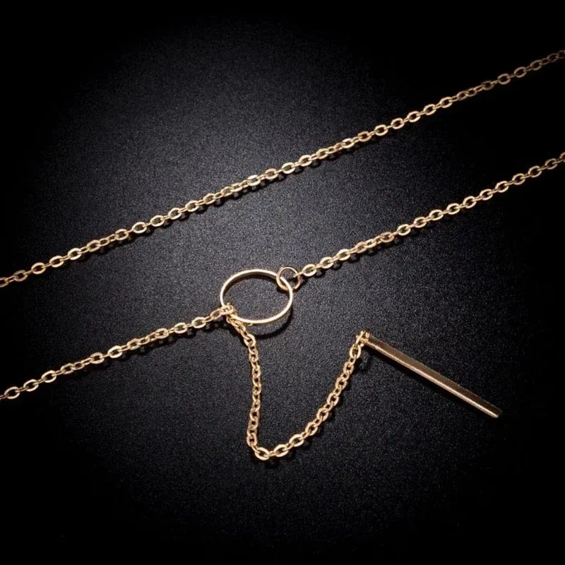 Combo Of 2 Heartbeat Line and Circle Y Shaped Pendant
