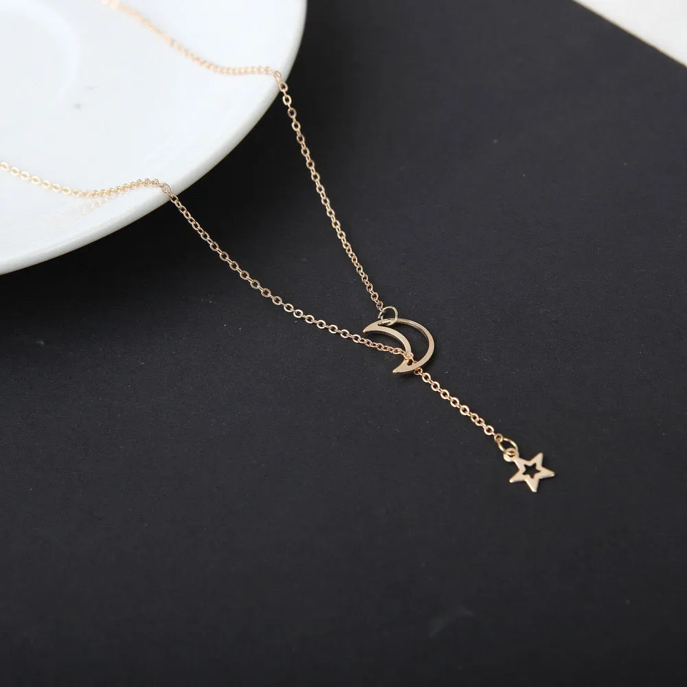 Combo Of 2 Moon Dropping Stars Pendant