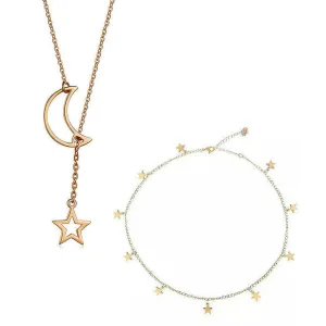 Combo Of 2 Moon Dropping Stars Pendant