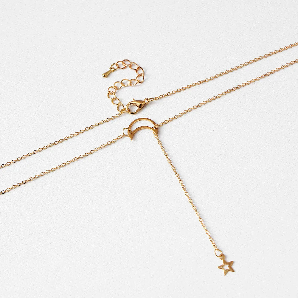Combo Of 2 Moon Dropping Stars Pendant