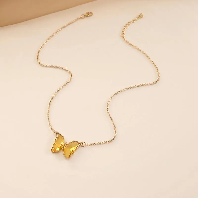 Combo Of 2 Yellow Blue Crystal Butterfly Pendant