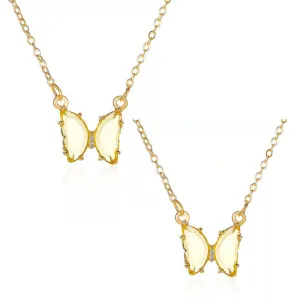 Combo Of 2 Yellow Crystal Butterfly Pendant