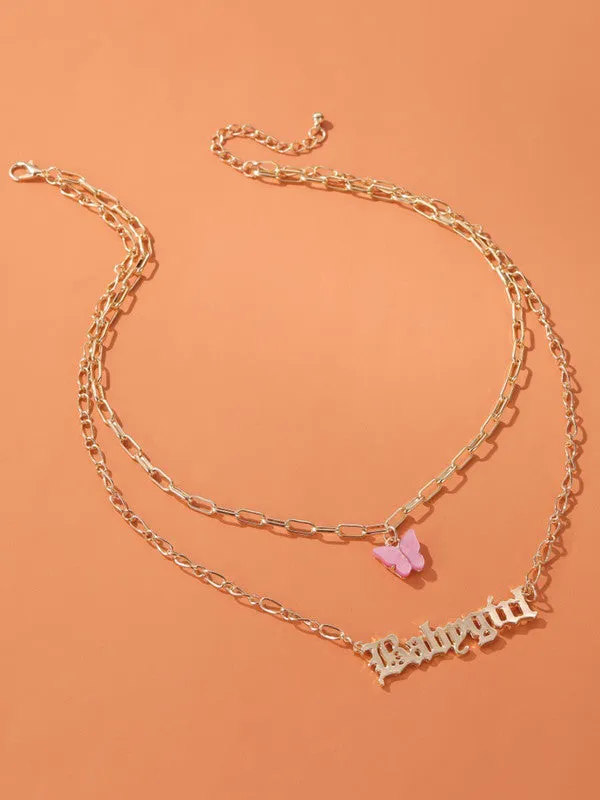 Combo Of Babygirl Butterfly Pendant With Earring Set